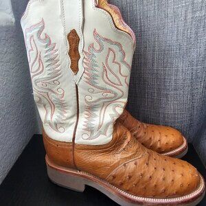 Lucchese 2000 Ostrich Quill Roper Boots 9 C